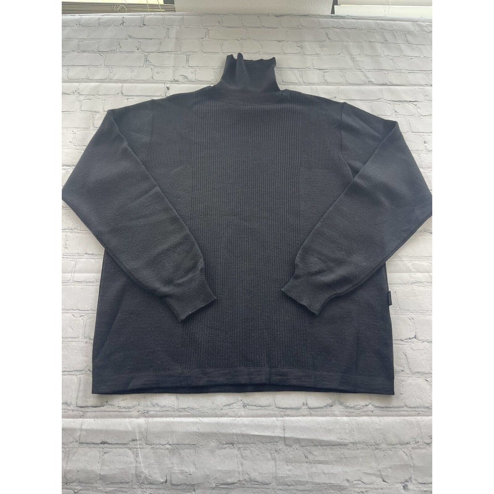 HUGO BOSS Italian Virgin Wool Roll Turtleneck Black